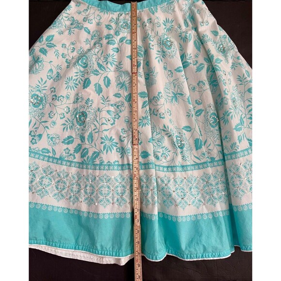 Ana Floral Sequin A Line Swing Lined Skirt Womens 4 Turquoise Boho Hippie Beachy - Picture 8 of 8